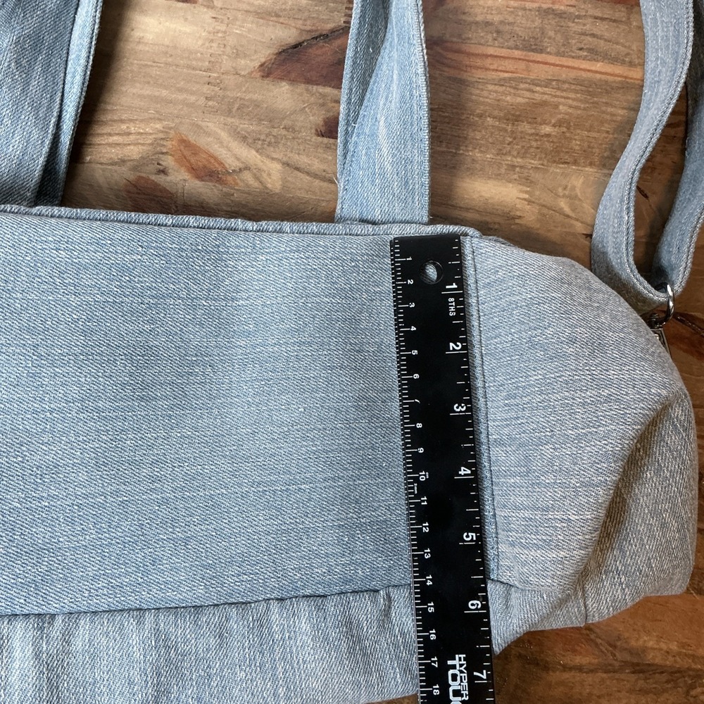 True Religion Denim Handbag Tote Shoulder Crossbody Jean Purse Y2K Carry On - Picture 7 of 13